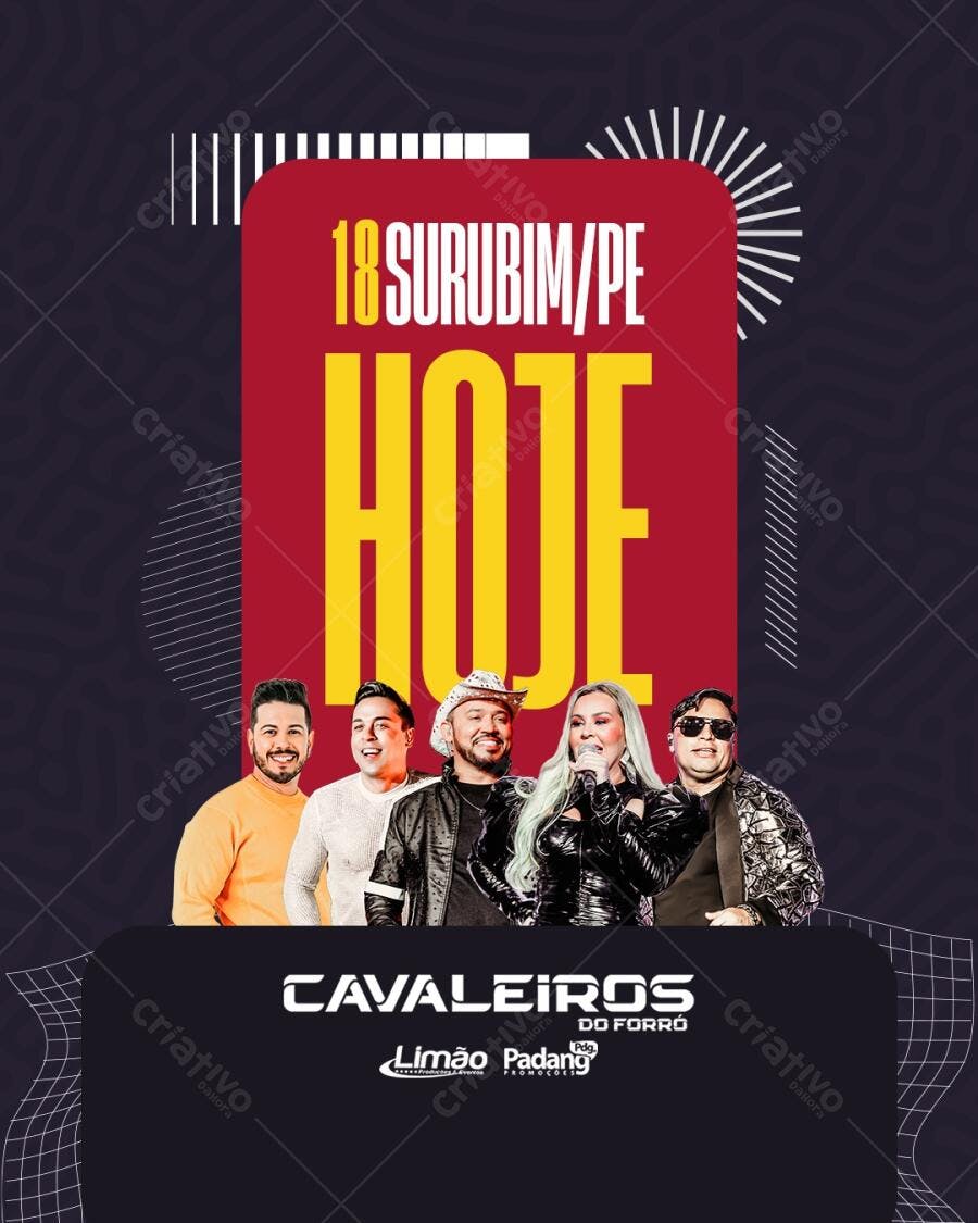 Flyer para Show Cavaleiros do Forró em Surubim - PSD Editável