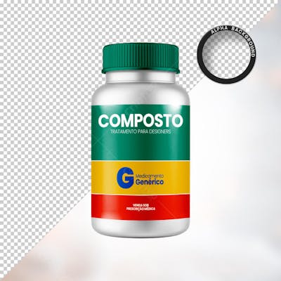 Mockup Frasco de Pílulas Remédio Farmácia Genérico PSD Editável (1)