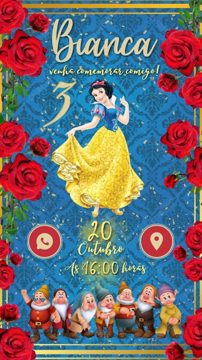 convite infantil Branca de Neve