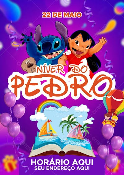 Convite Aniversário Stitch