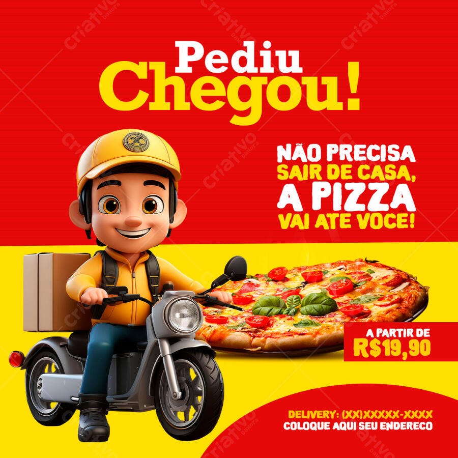 Flyer para Delivery de Pizza PSD Editável