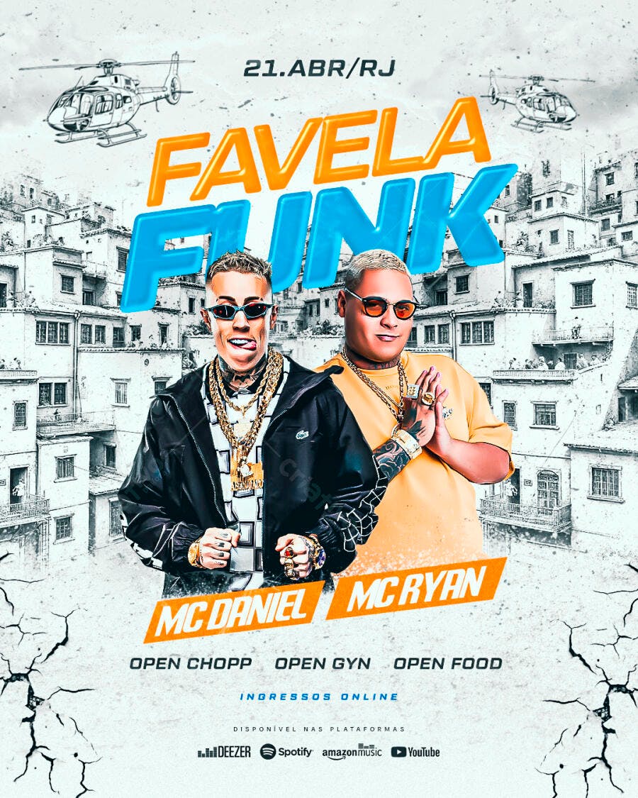 Flyer Festa Favela Funk 21 de Abril PSD Editável