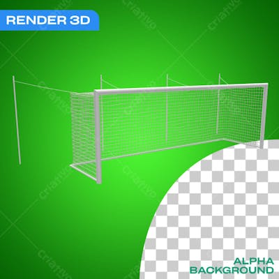 Trave de Futebol Vista Lateral Esquerda Render 3D Para Composição