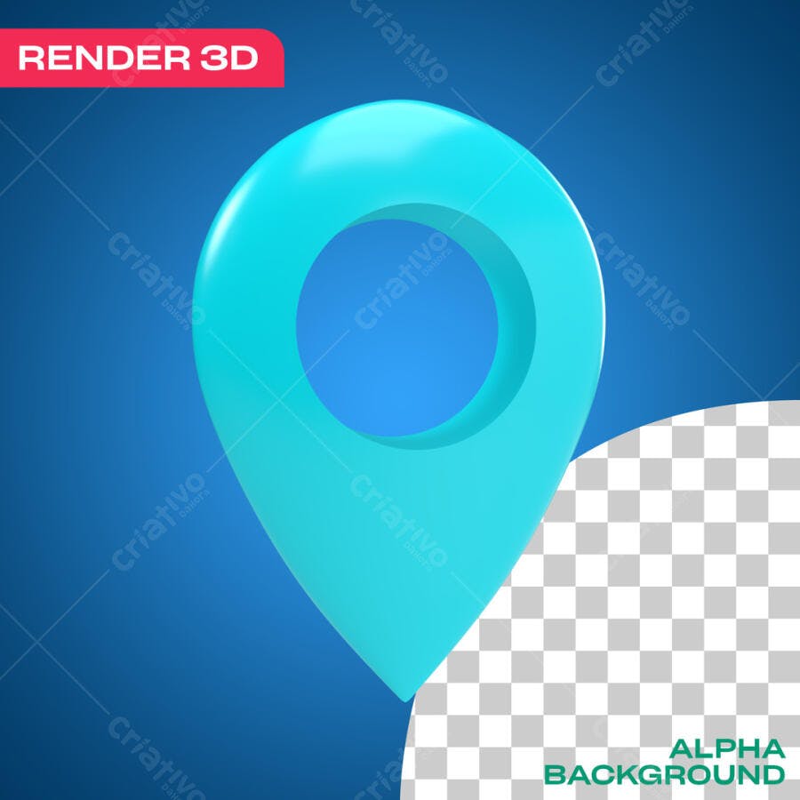 Ícone de Localização 3D Azul Claro PSD Editável