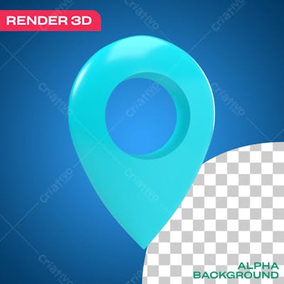Marca de Mapa Azul Localização Render 3D Para Composição