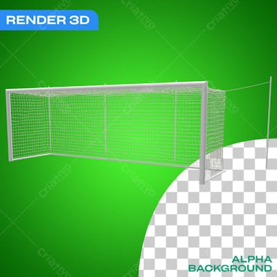 Trave de Futebol Vista Lateral Direita Render 3D Para Composição