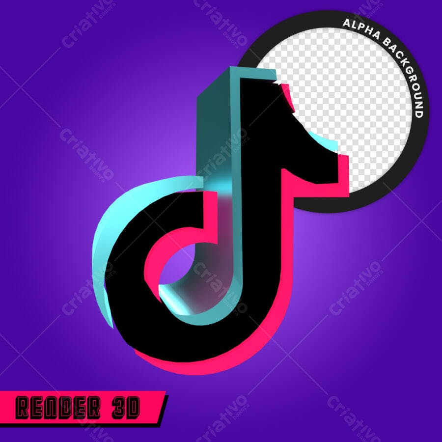 Logo TikTok 3D PSD Editável