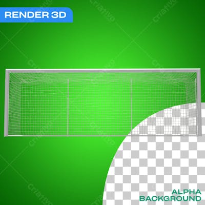 Trave de Futebol Vista Frontal Render 3D Para Composição