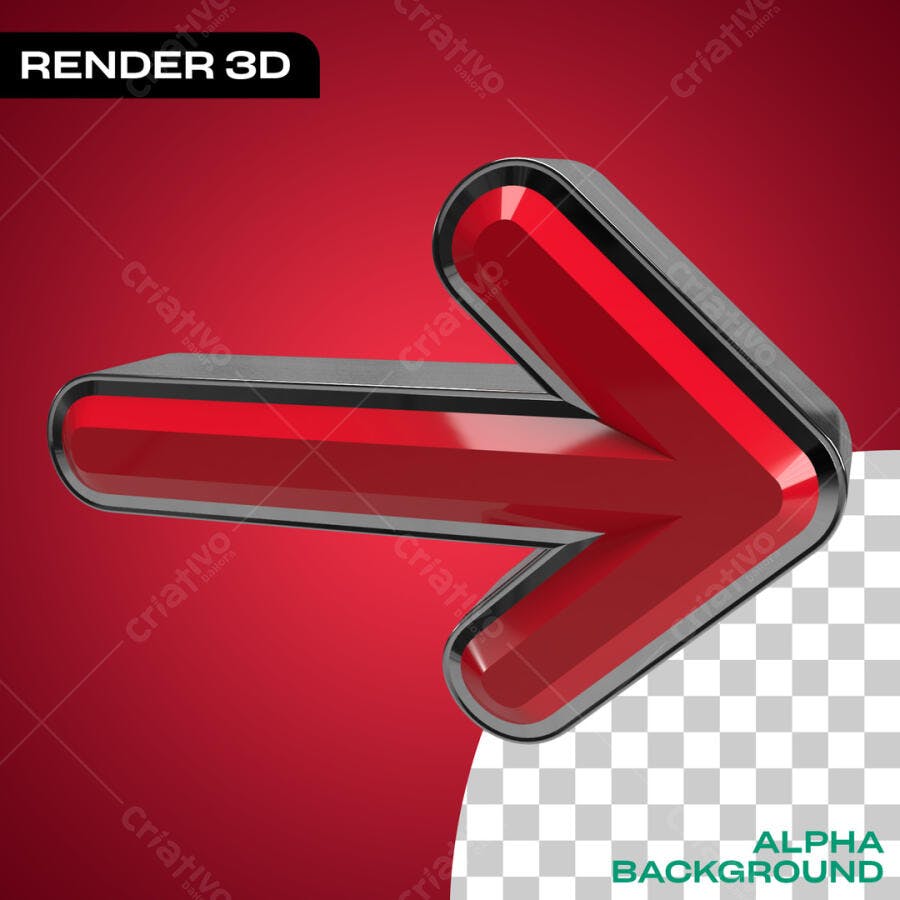 Seta Indicativa 3D Vermelha PSD Editável