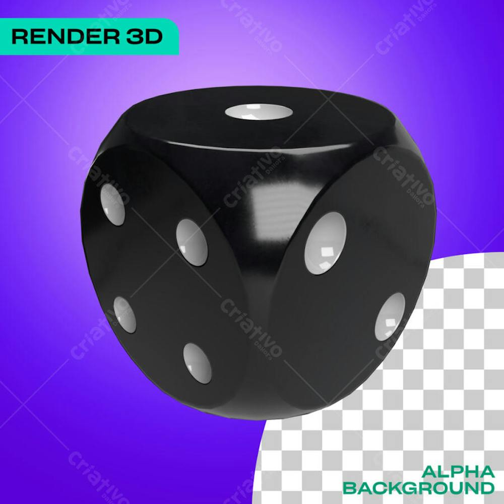 Dado Preto 3D Render Para Composição