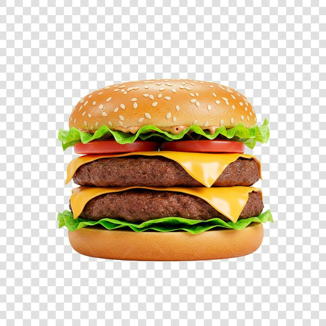 Banner hambúrguer duplo PNG com fundo transparente