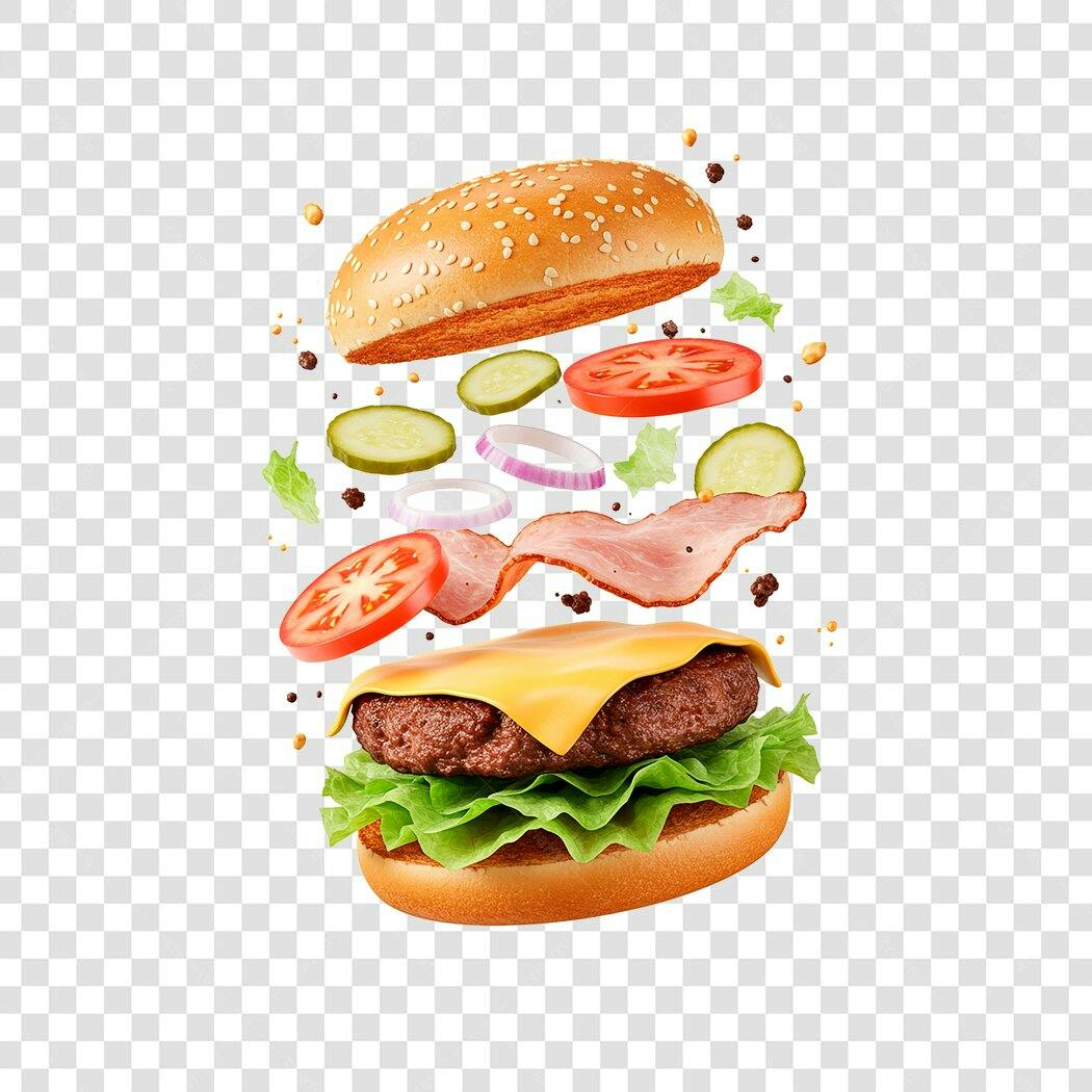 Banner hambúrguer delicioso PNG com fundo transparente
