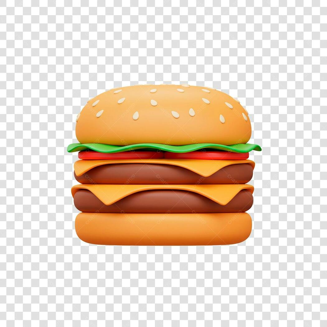 Icone hambúrguer 3D PNG com fundo transparente