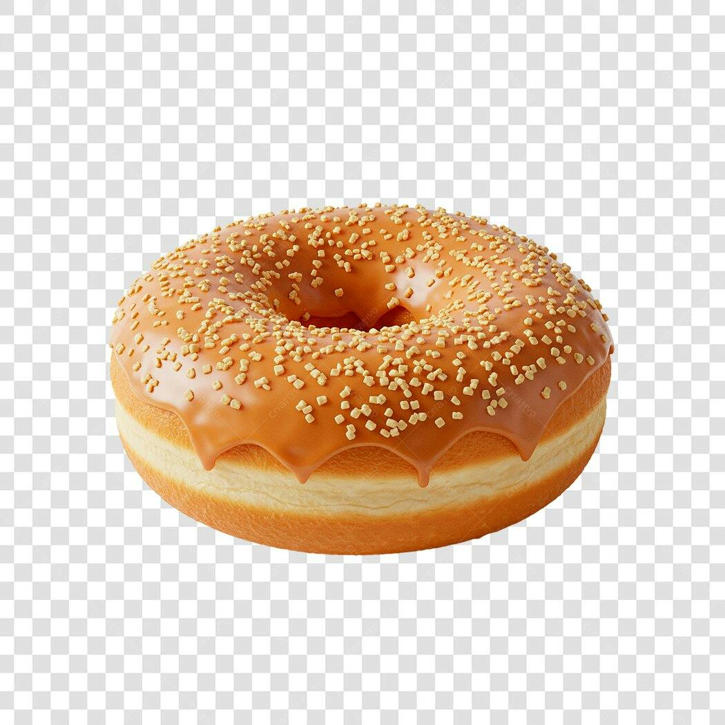 Imagem PNG de Donut com cobertura caramelo e fundo transparente