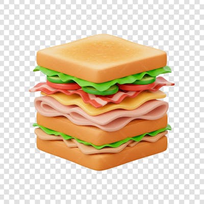 ilustração 3d sandwich de presunto 1