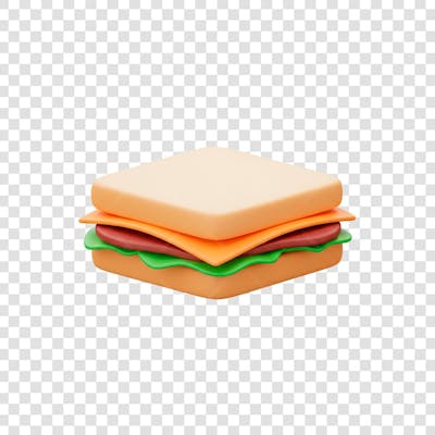 ilustração 3d sandwich de presunto 2