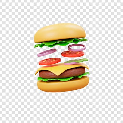 ilustração 3d de hamburguer caindo