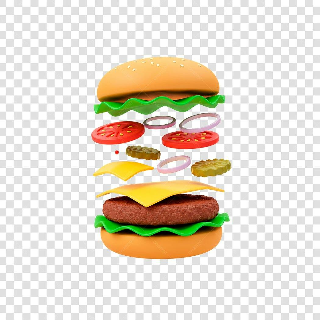 PNG Mockup Hambúrguer Desmontado com fundo transparente