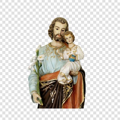 PNG São José de frente segurnado o menino Jesus