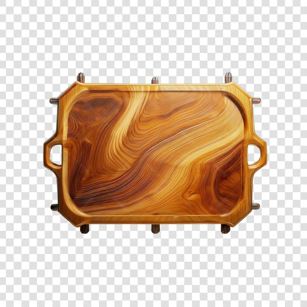 Mockup Bandeja Madeira PNG com fundo transparente