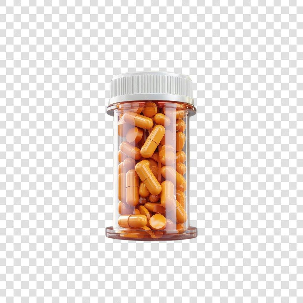 Mockup Frascos Comprimidos Laranja PNG com fundo transparente