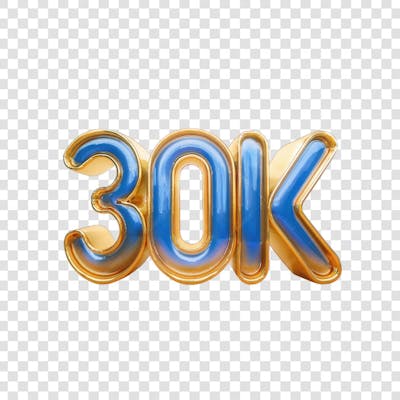 3D render 30K Seguidores Instagram Número Elemento para Composição  png (1)