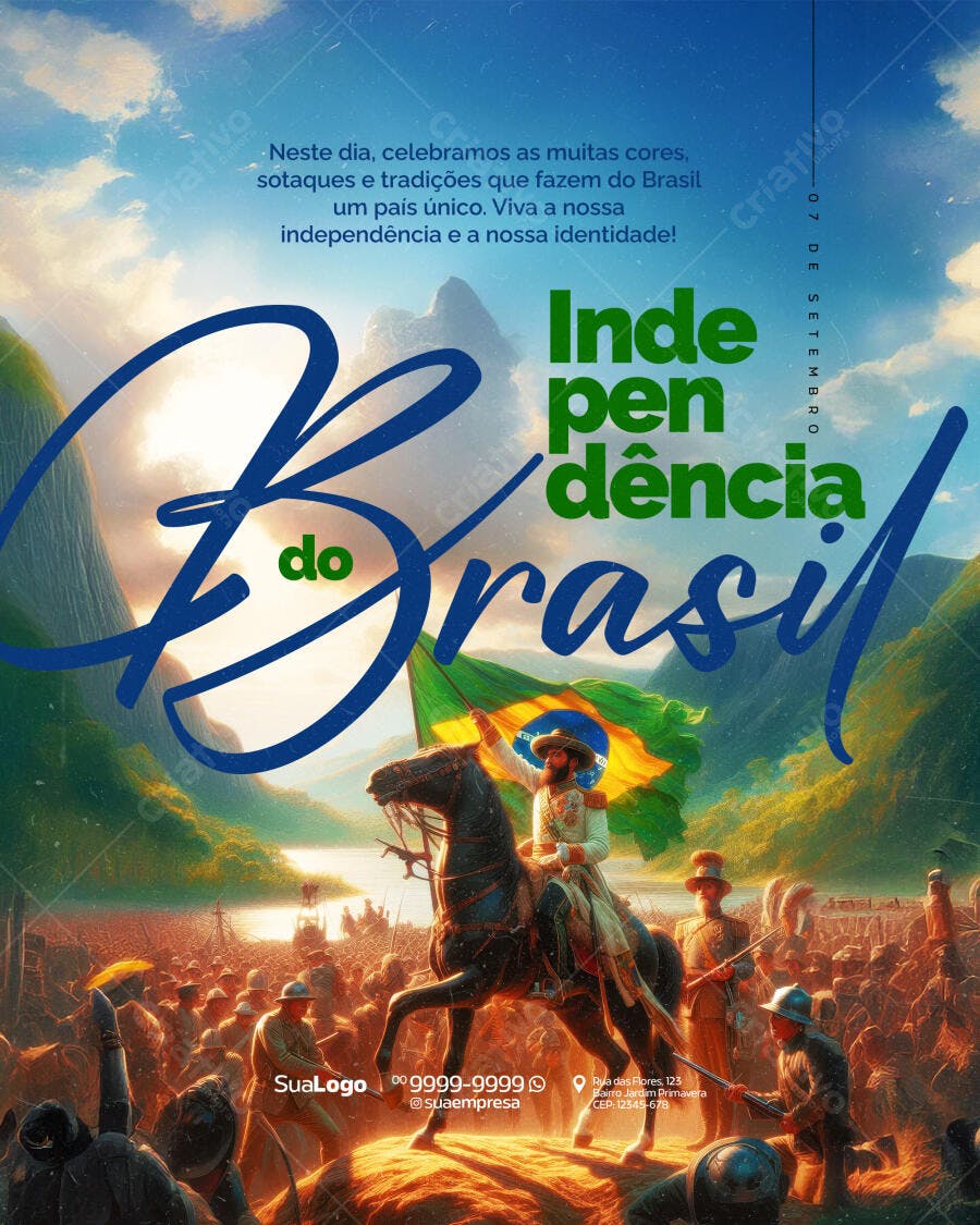 Flyer 7 de Setembro Independência do Brasil PSD Editável