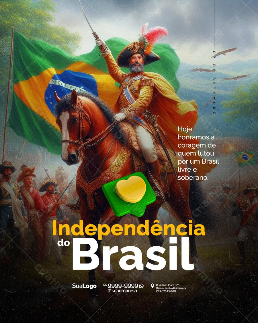 Flyer 7 de Setembro Independência do Brasil PSD Editável