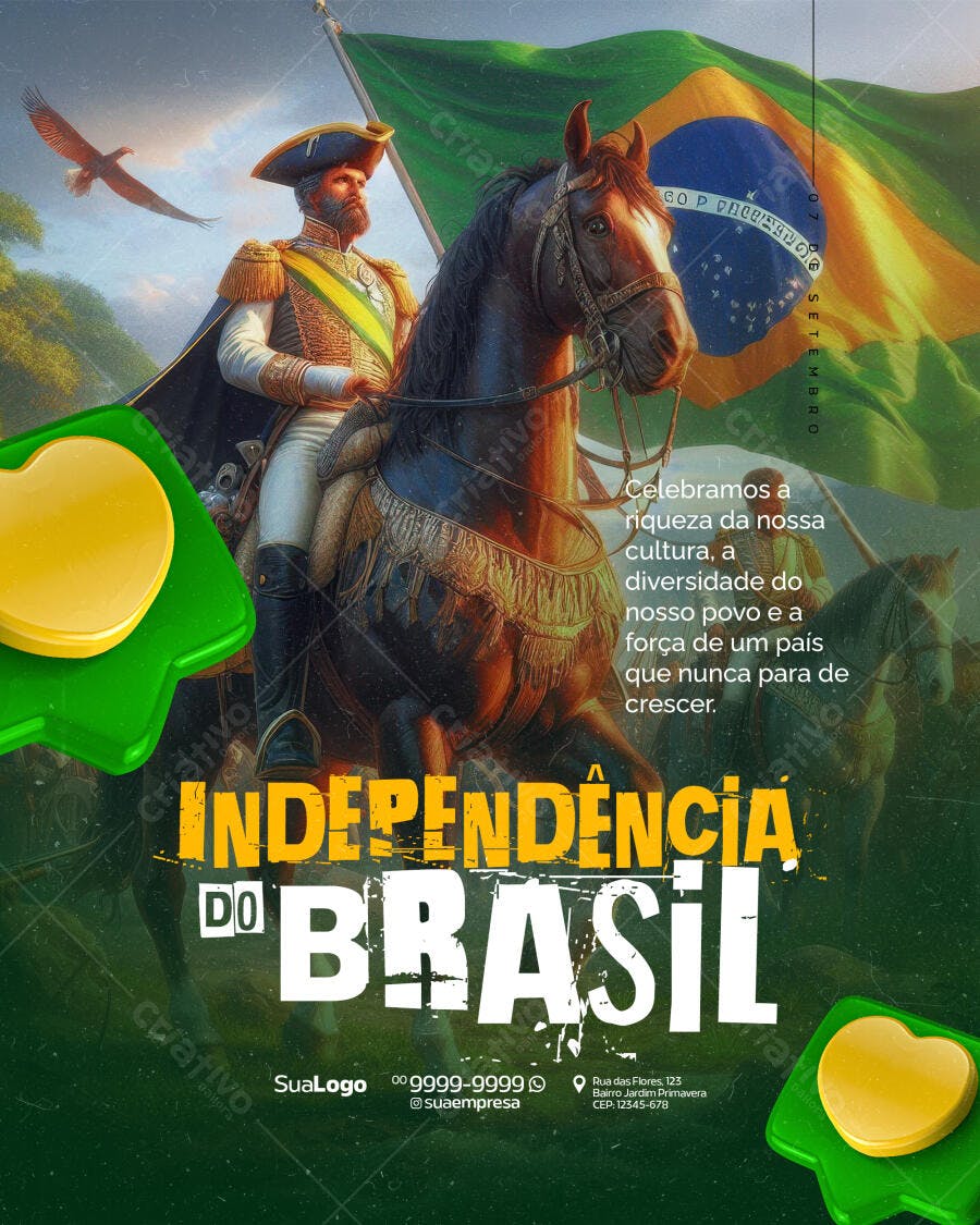 Flyer 7 de Setembro Independência do Brasil PSD Editável