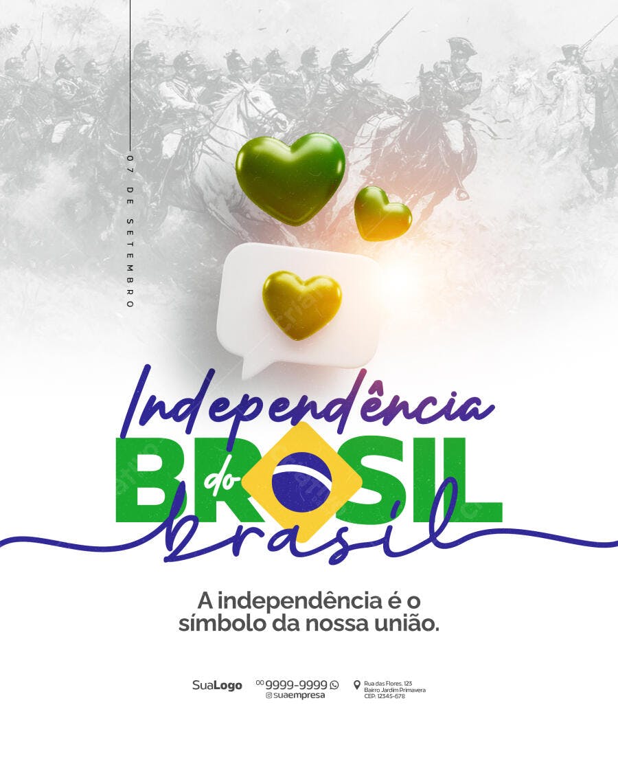 Flyer 7 de Setembro Independência do Brasil PSD Editável