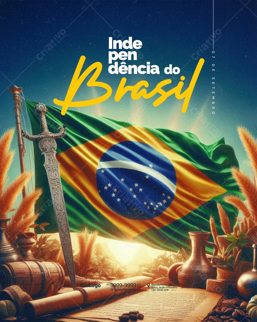 Flyer 7 de Setembro Independência do Brasil PSD Editável
