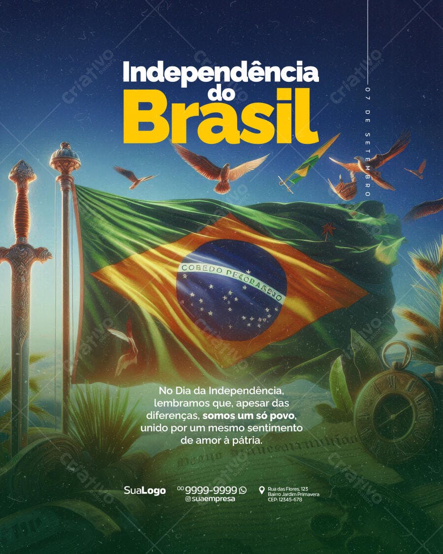 Flyer 7 de Setembro Independência do Brasil PSD Editável
