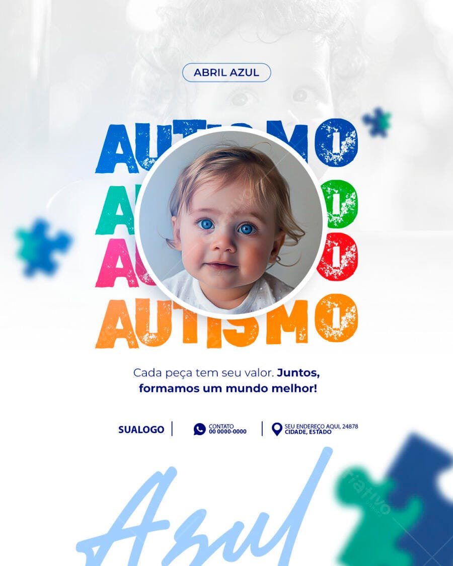 Post para Abril Azul PSD Editável