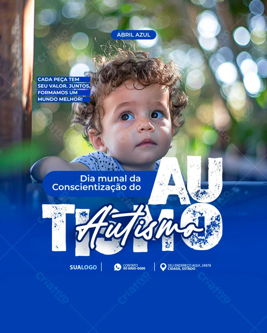 Flyer Dia Mundial da Conscientização do Autismo PSD Editável