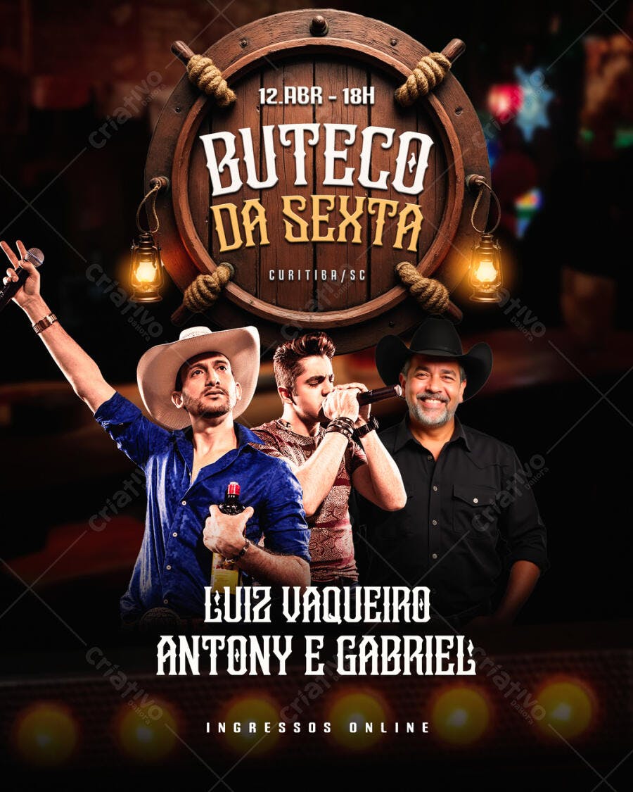 Flyer Buteco da Sexta 12 de Abril PSD Editável