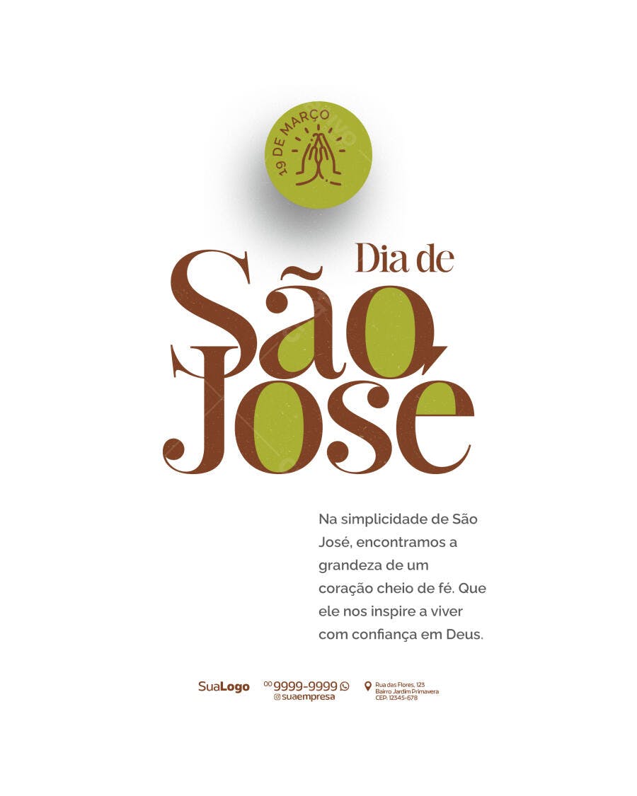 Flyer Dia de São José 19 de Março PSD Editável