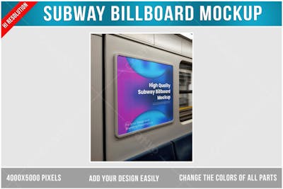 Anuncio publicitário no metrô PSD editável Mockup