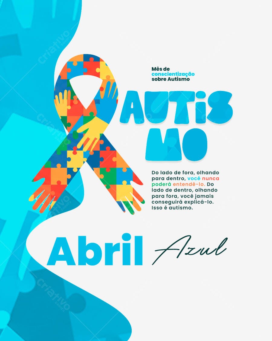Flyer Abril Azul - Conscientização Autismo PSD Editável