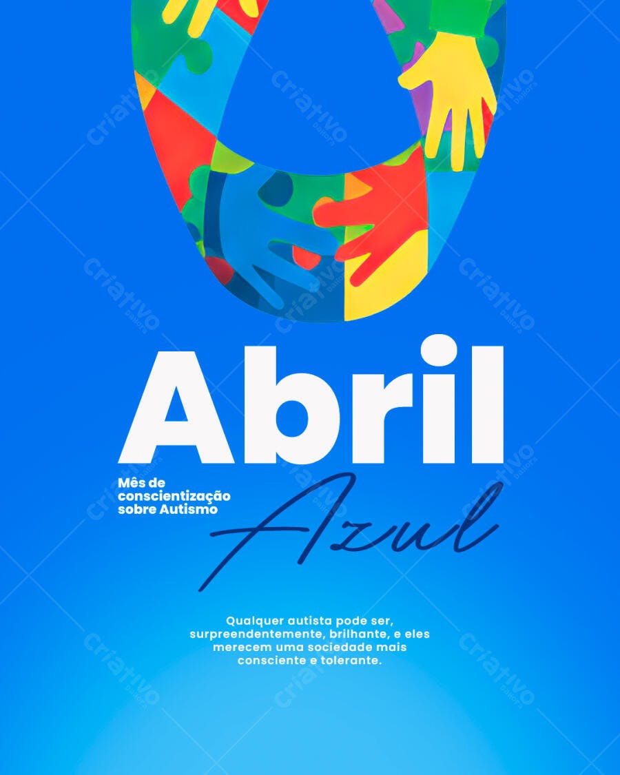 Flyer Abril Azul - Conscientização Autismo PSD Editável