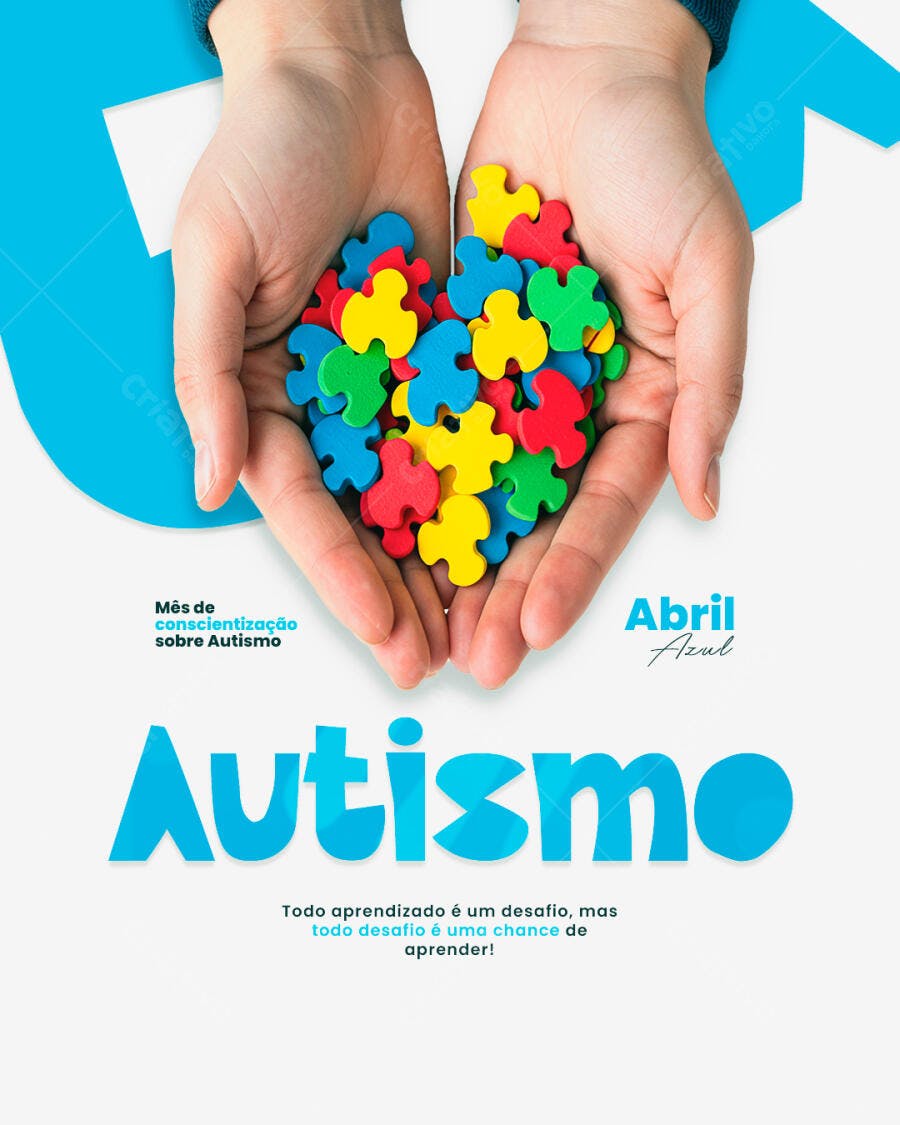 Flyer Abril Azul - Conscientização Autismo PSD Editável