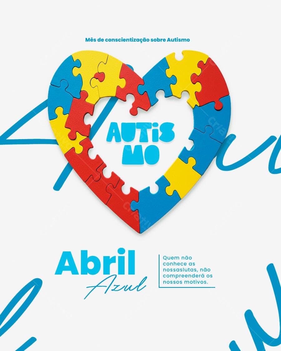 Flyer Abril Azul - Conscientização Autismo PSD Editável