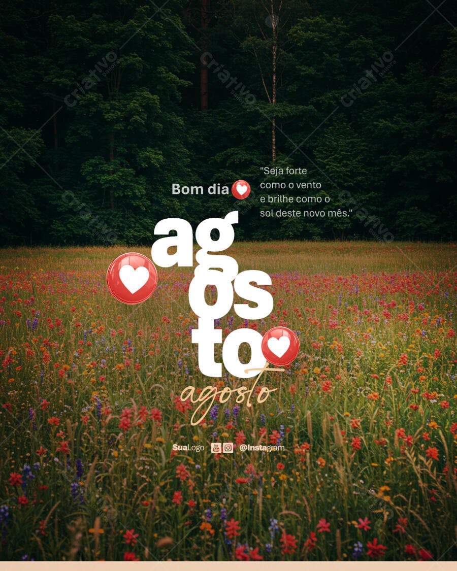 Postagem Instagram Agosto PSD Editável