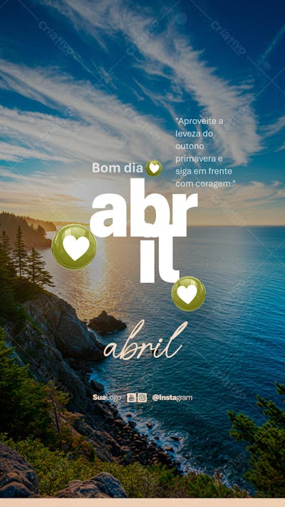 Bom dia abril frase comunicado aviso informe Social Media PSD Editável (3)
