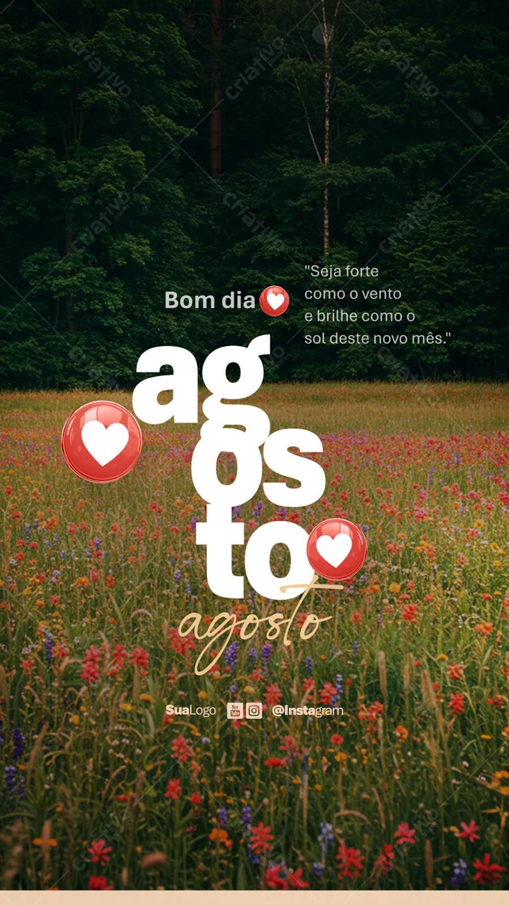 Bom dia agosto frase comunicado aviso informe Social Media PSD Editável (3)