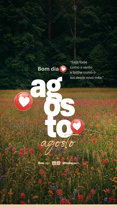 Bom dia agosto frase comunicado aviso informe Social Media PSD Editável (3)