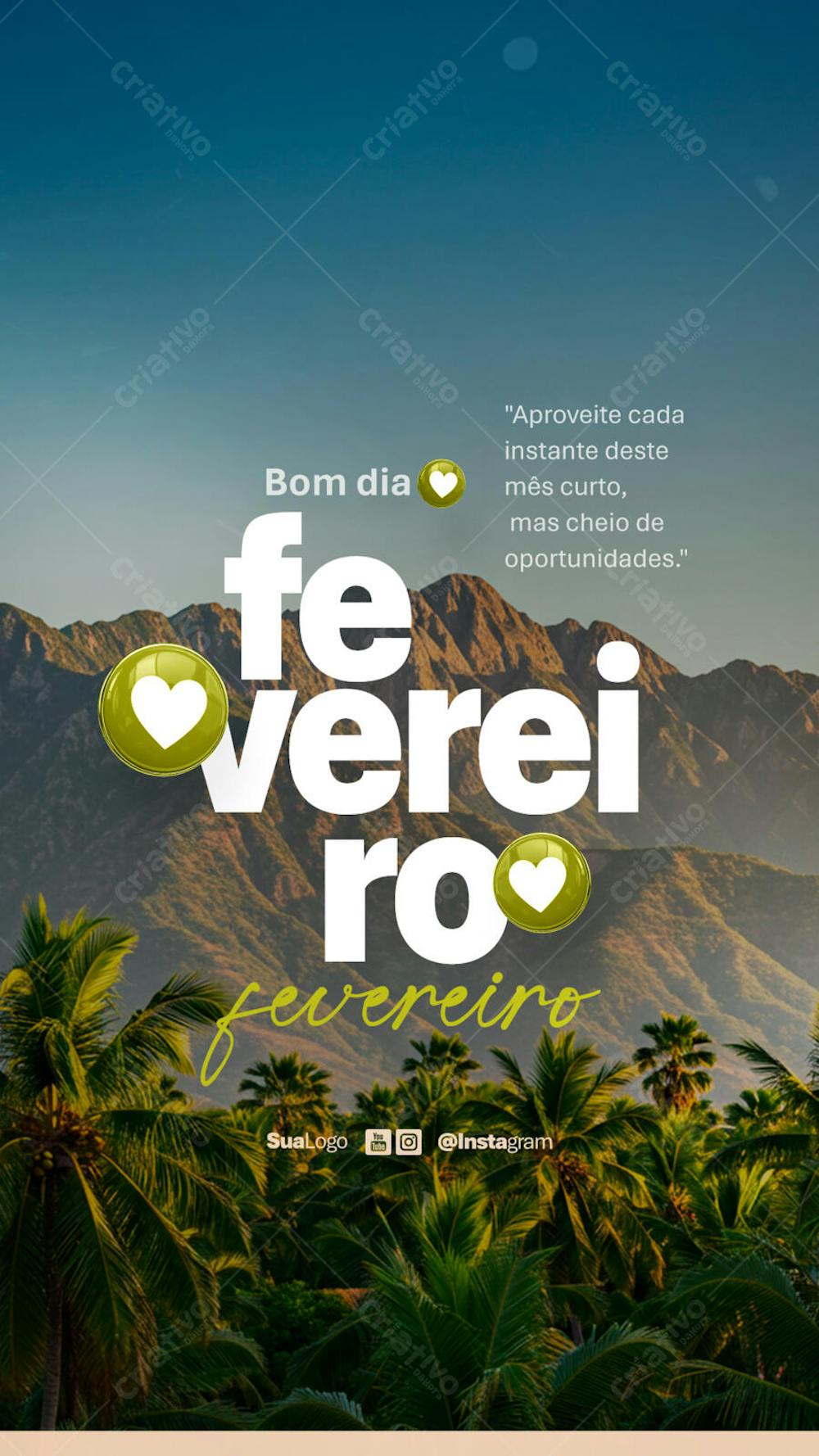 Bom dia fevereiro frase comunicado aviso informe Social Media PSD Editável (3)