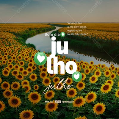 Bom dia julho frase comunicado aviso informe Social Media PSD Editável (2)