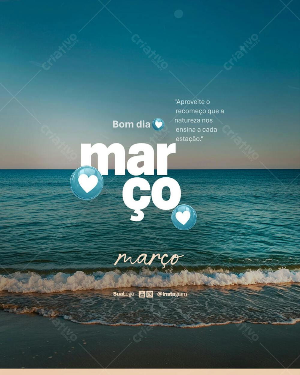 Bom dia março frase comunicado aviso informe Social Media PSD Editável (1)