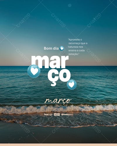 Bom dia março frase comunicado aviso informe Social Media PSD Editável (1)