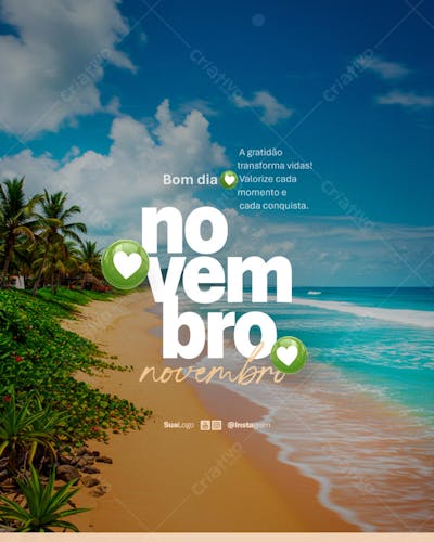 Bom dia novembro frase comunicado aviso informe Social Media PSD Editável (1)